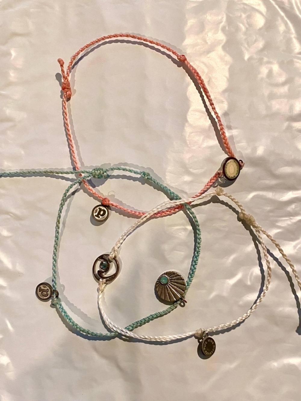 Pura Vida Pink, White, Mint Mini Bracelet Set of three